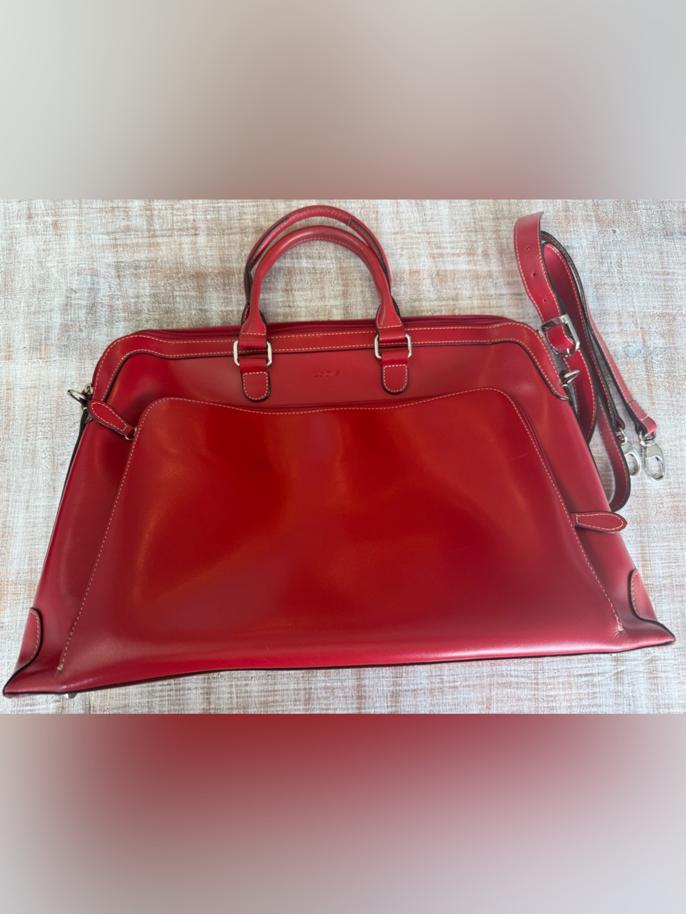 Lodis Red Leather Satchel with Removable Strap